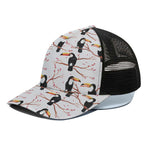 Toco Toucan Pattern Print Black Mesh Trucker Cap