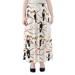 Toco Toucan Pattern Print Chiffon Maxi Skirt