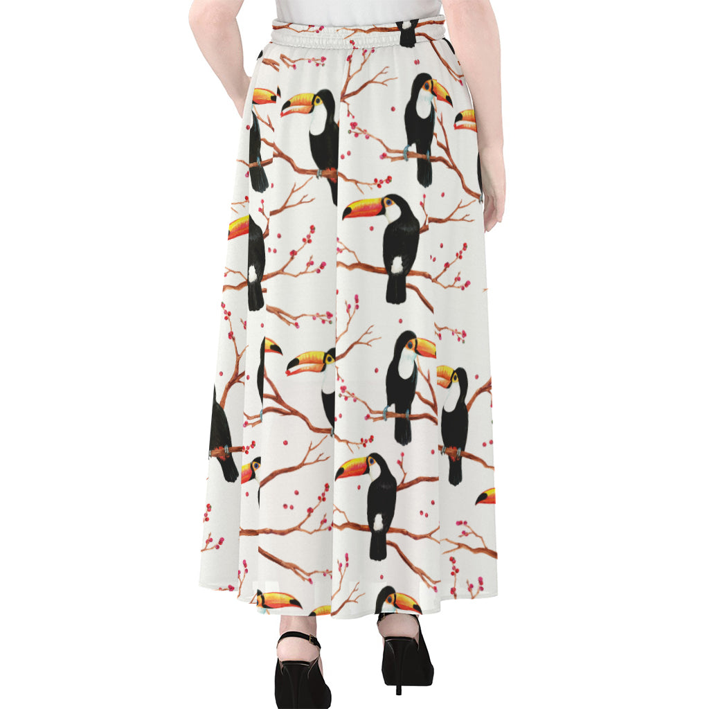 Toco Toucan Pattern Print Chiffon Maxi Skirt