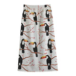 Toco Toucan Pattern Print Cotton Front Slit Maxi Skirt