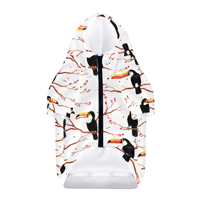 Toco Toucan Pattern Print Dog Zip Up Hoodie