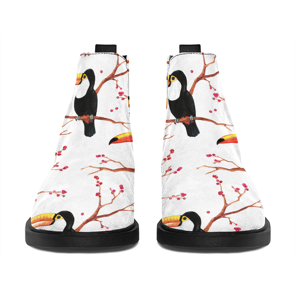 Toco Toucan Pattern Print Flat Ankle Boots