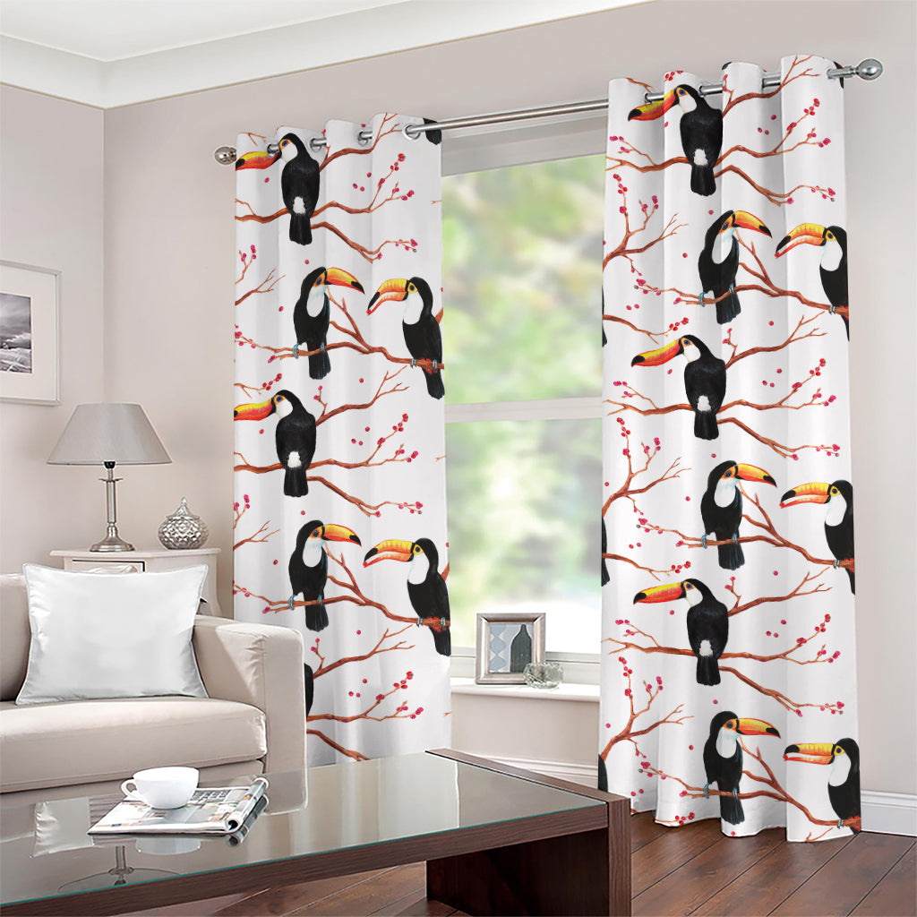 Toco Toucan Pattern Print Grommet Curtains