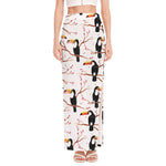 Toco Toucan Pattern Print High Slit Maxi Skirt