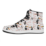 Toco Toucan Pattern Print High Top Leather Sneakers
