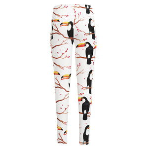 Toco Toucan Pattern Print High-Waisted Pocket Leggings