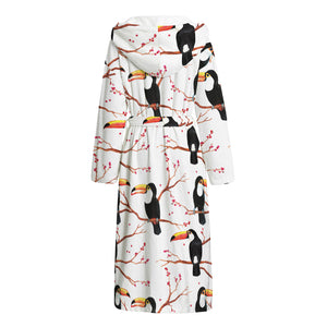 Toco Toucan Pattern Print Hooded Bathrobe