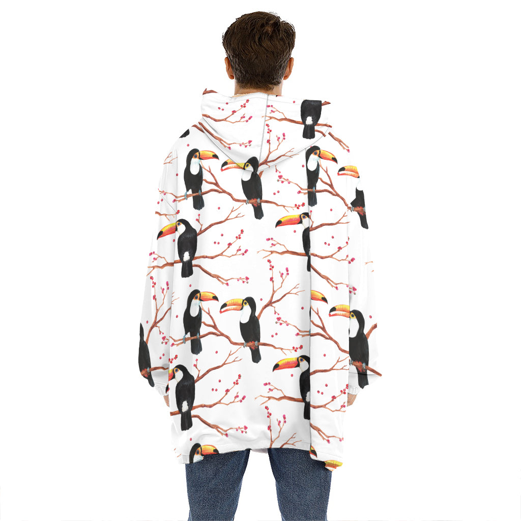 Toco Toucan Pattern Print Hoodie Blanket