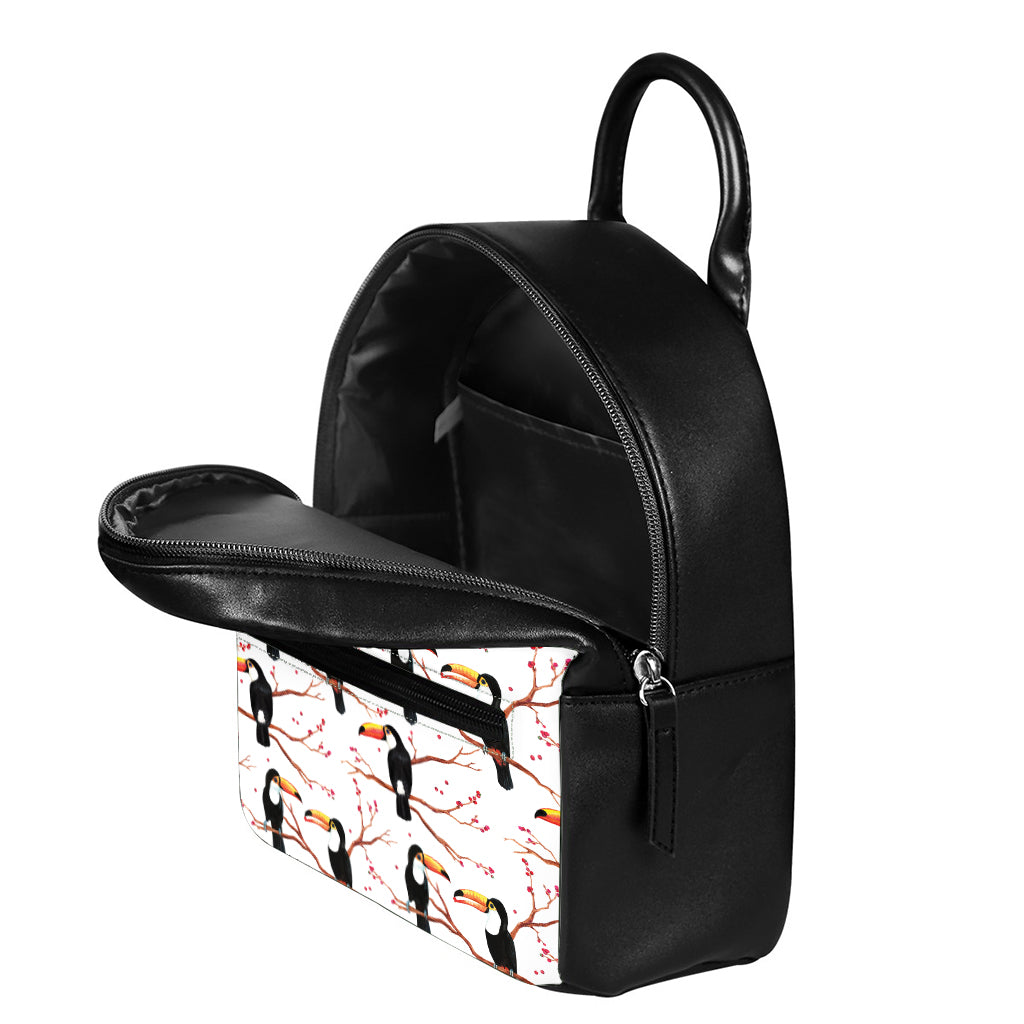 Toco Toucan Pattern Print Leather Backpack