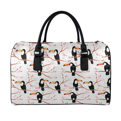 Toco Toucan Pattern Print Leather Duffle Bag