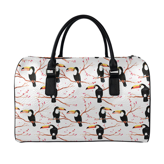 Toco Toucan Pattern Print Leather Duffle Bag