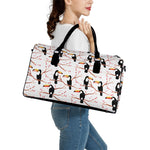 Toco Toucan Pattern Print Leather Duffle Bag