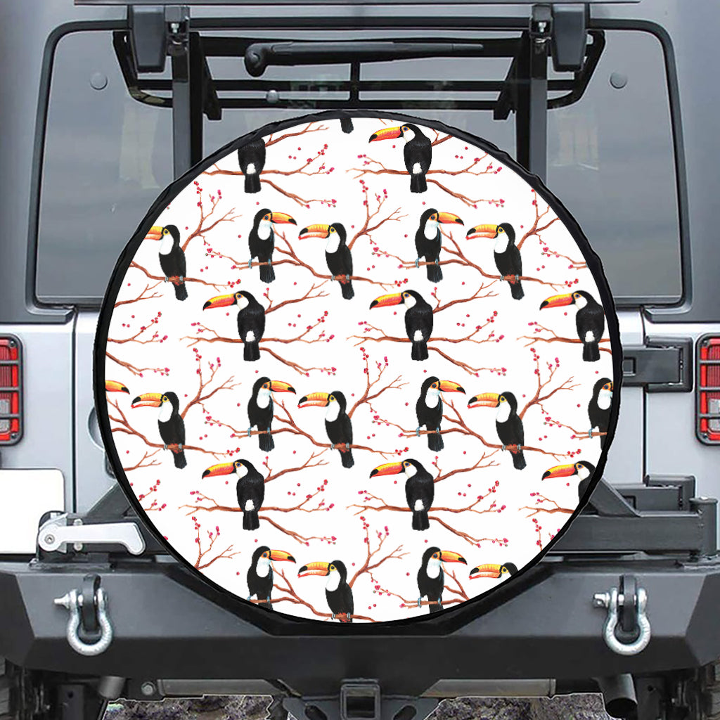 Toco Toucan Pattern Print Leather Spare Tire Cover