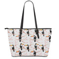 Toco Toucan Pattern Print Leather Tote Bag With Zipper