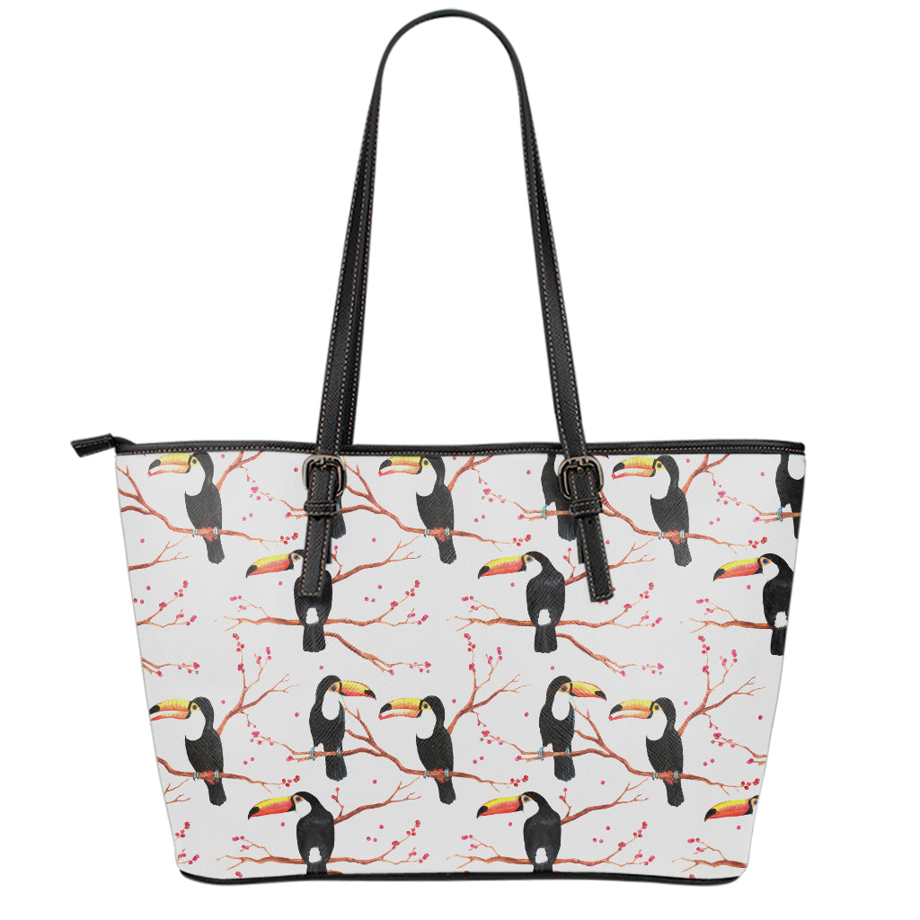 Toco Toucan Pattern Print Leather Tote Bag