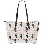 Toco Toucan Pattern Print Leather Tote Bag