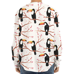 Toco Toucan Pattern Print Long Sleeve Baseball Jersey