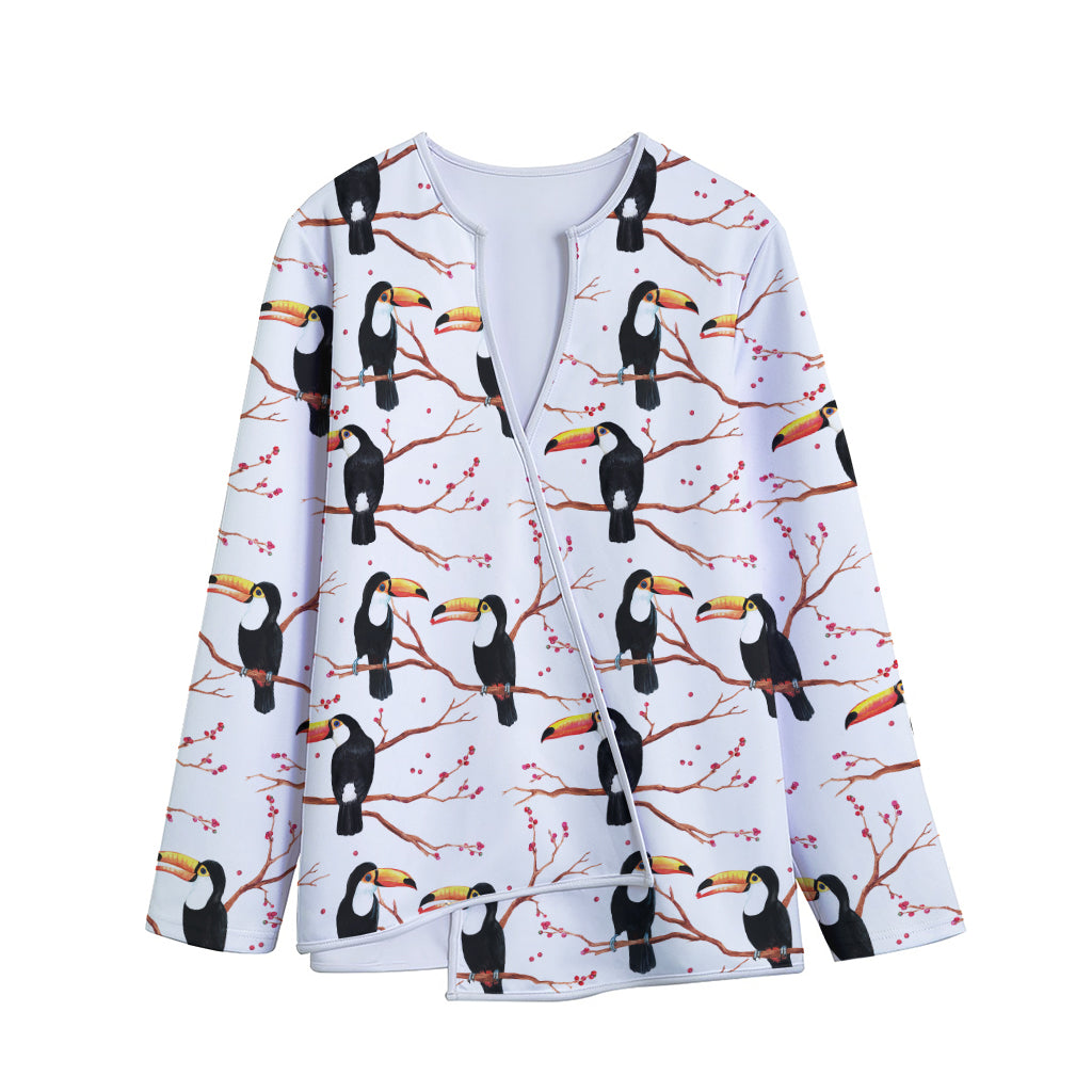 Toco Toucan Pattern Print Long Sleeve Short Coat