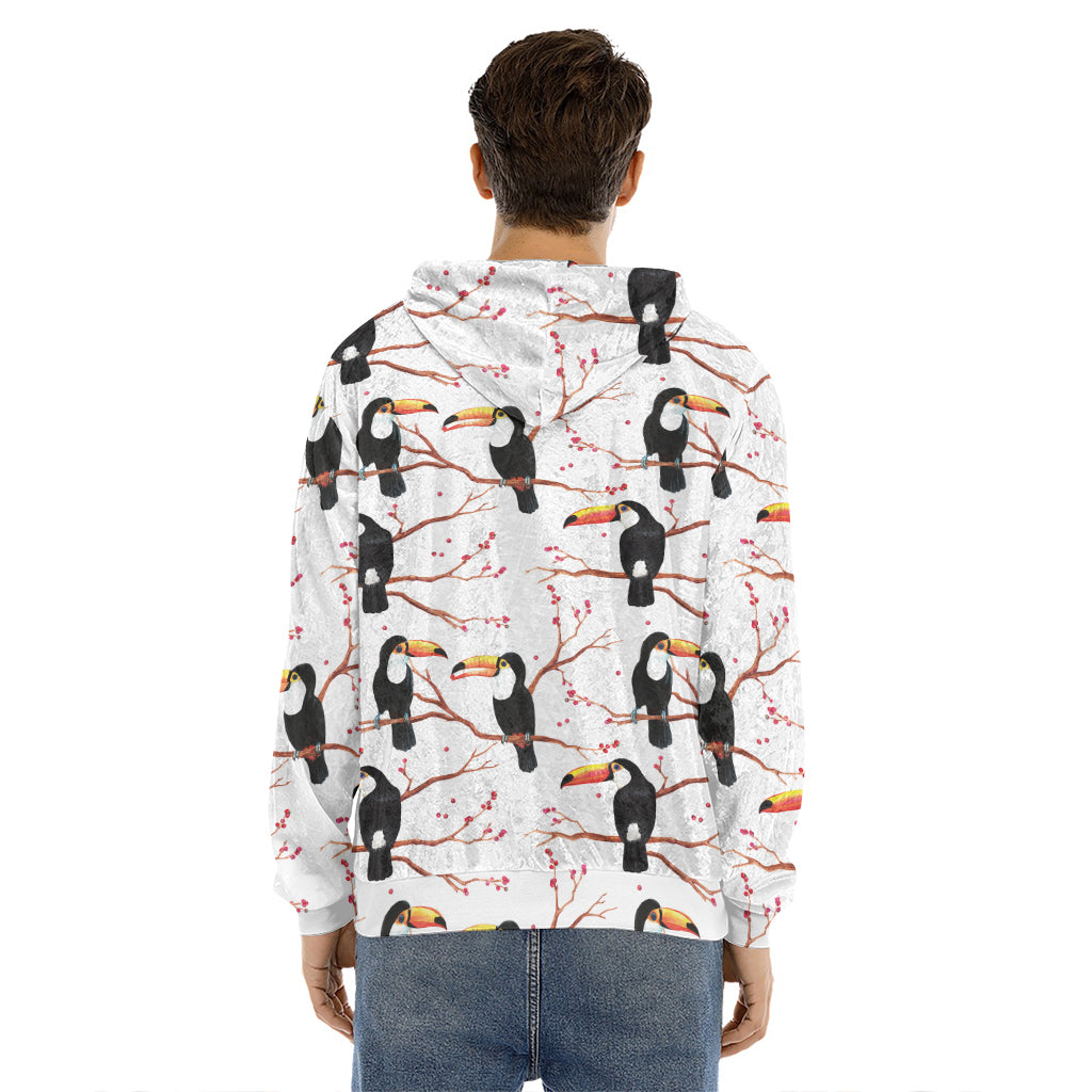 Toco Toucan Pattern Print Men's Velvet Pullover Hoodie