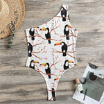 Toco Toucan Pattern Print One Shoulder Bodysuit