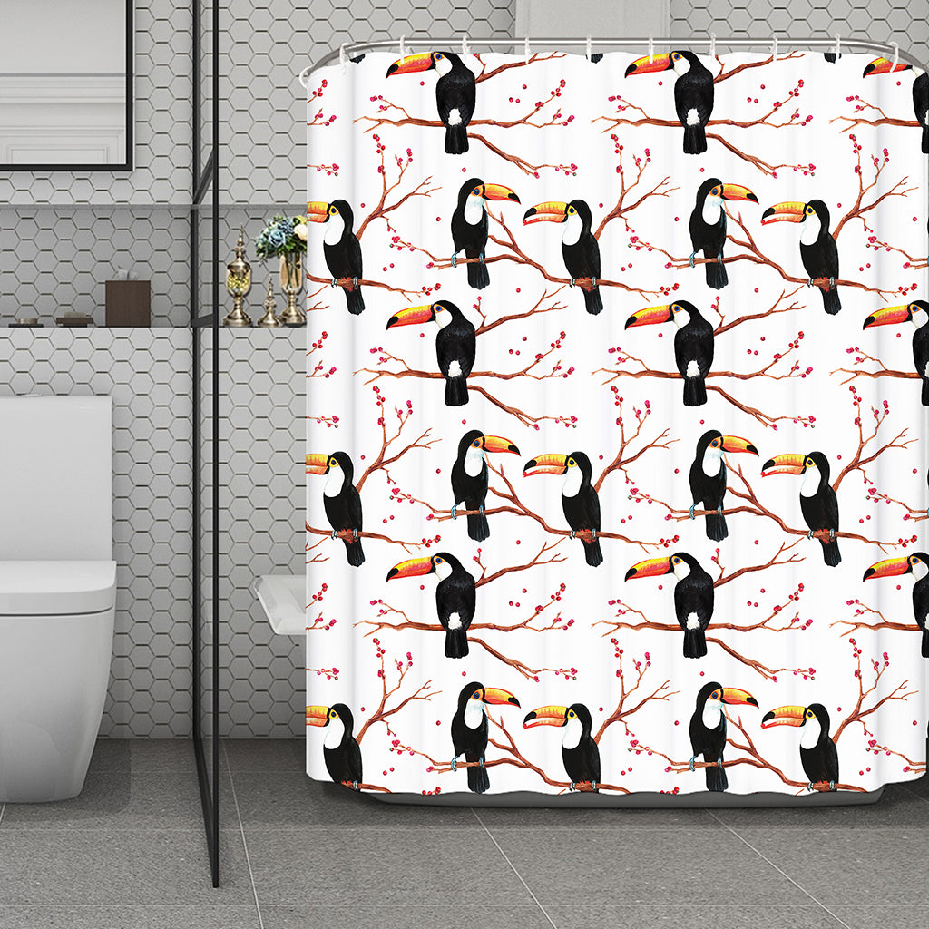 Toco Toucan Pattern Print Polyester Shower Curtain