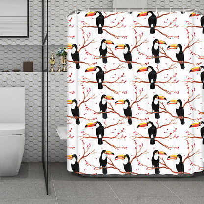 Toco Toucan Pattern Print Polyester Shower Curtain