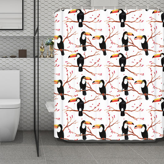 Toco Toucan Pattern Print Polyester Shower Curtain