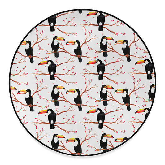 Toco Toucan Pattern Print Round Floor Mat