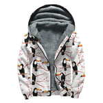 Toco Toucan Pattern Print Sherpa Lined Zip Up Hoodie