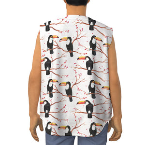 Toco Toucan Pattern Print Sleeveless Baseball Jersey