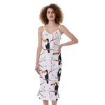 Toco Toucan Pattern Print Slim Fit Midi Cami Dress