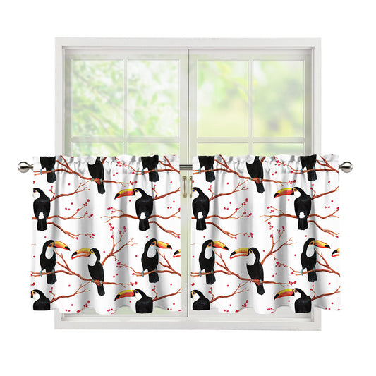 Toco Toucan Pattern Print Tier Curtains