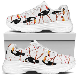 Toco Toucan Pattern Print White Chunky Shoes