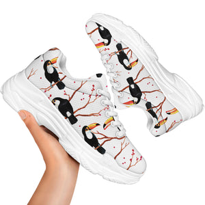 Toco Toucan Pattern Print White Chunky Shoes