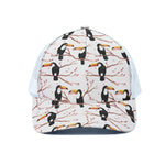 Toco Toucan Pattern Print White Mesh Trucker Cap