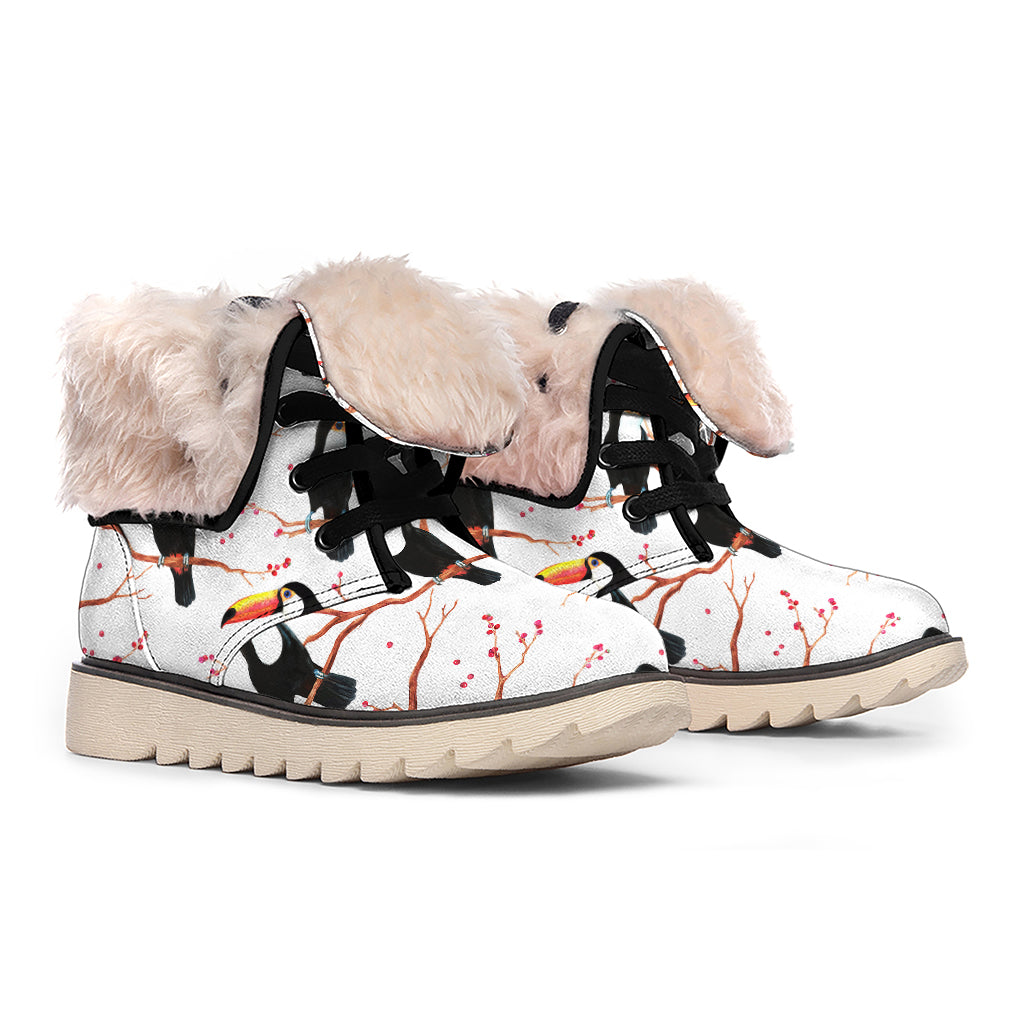 Toco Toucan Pattern Print Winter Boots