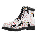 Toco Toucan Pattern Print Padded Collar Lace Up Boots