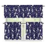 Tomb And Skeleton Pattern Print 3 Piece Kitchen Curtains
