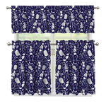 Tomb And Skeleton Pattern Print 3 Piece Kitchen Curtains