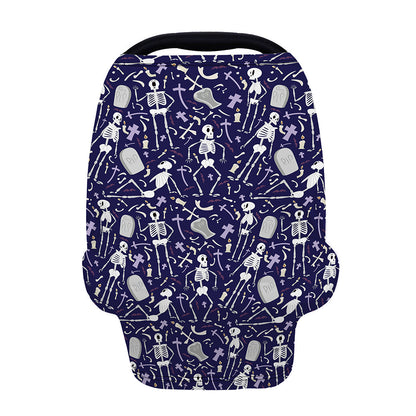 Tomb And Skeleton Pattern Print Baby Seat Cover