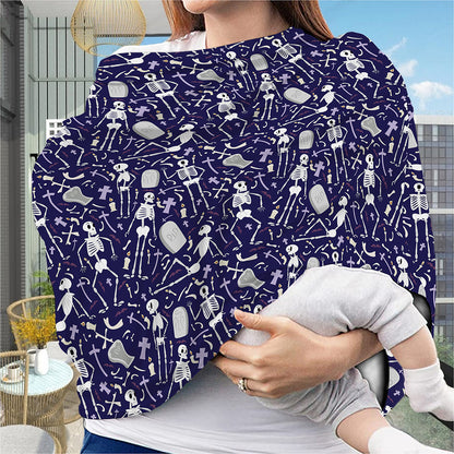 Tomb And Skeleton Pattern Print Baby Seat Cover