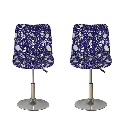 Tomb And Skeleton Pattern Print Bar Stool Covers