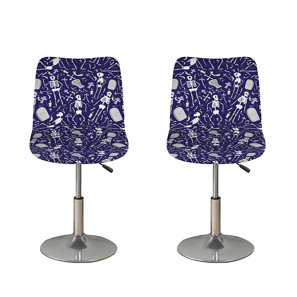 Tomb And Skeleton Pattern Print Bar Stool Covers