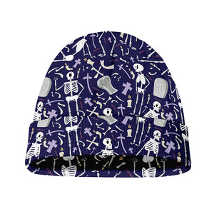 Tomb And Skeleton Pattern Print Beanie