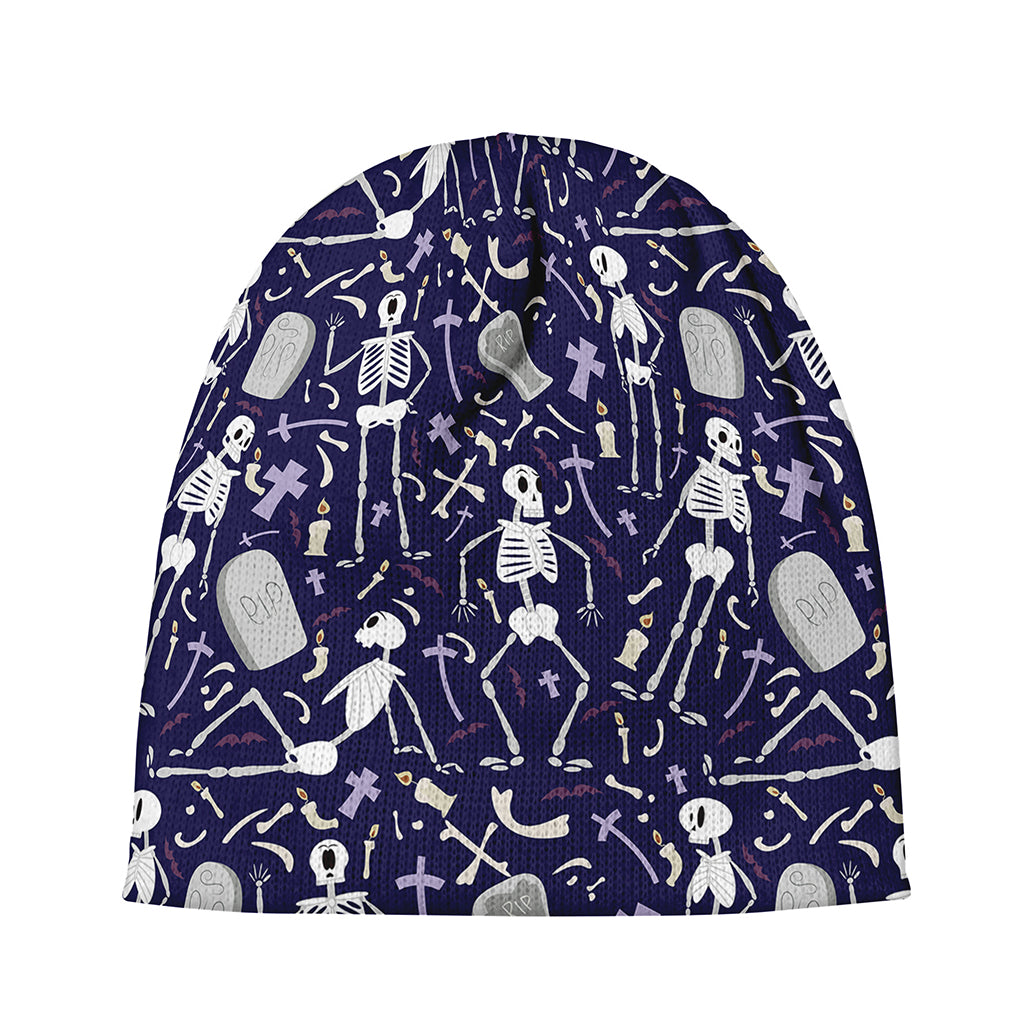 Tomb And Skeleton Pattern Print Beanie