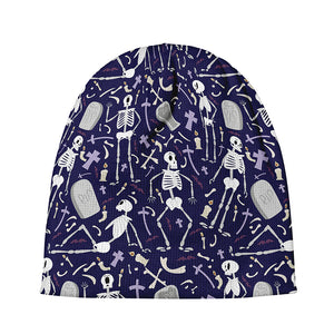 Tomb And Skeleton Pattern Print Beanie