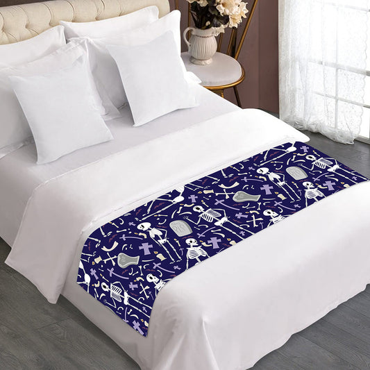 Tomb And Skeleton Pattern Print Bed Runner