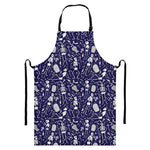 Tomb And Skeleton Pattern Print Bib Apron With Pocket