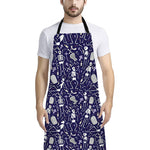 Tomb And Skeleton Pattern Print Bib Apron With Pocket
