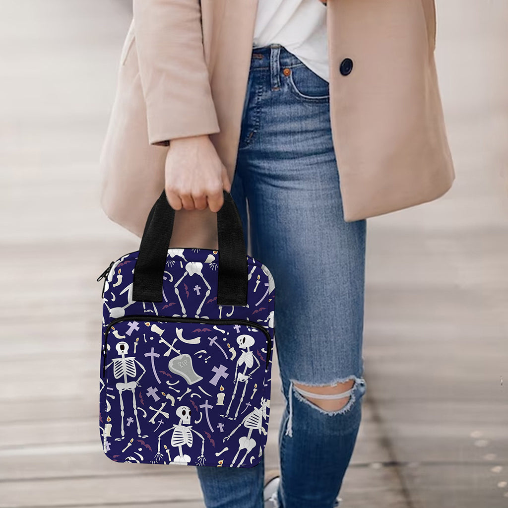 Tomb And Skeleton Pattern Print Bible Tote Bag